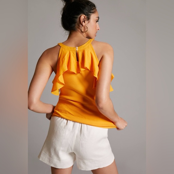 Maeve by Anthropologie Ruffled Rib Halter Tank - Picture 2 of 5